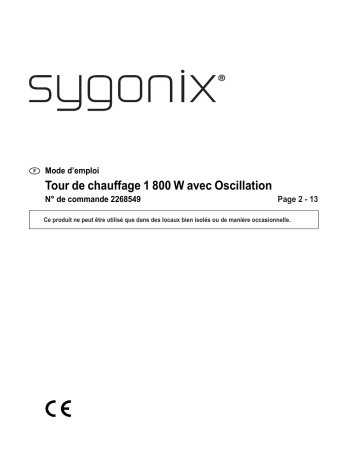Sygonix SY-4537098 PTC column fan heater 15 m² White Manuel du propriétaire | Fixfr