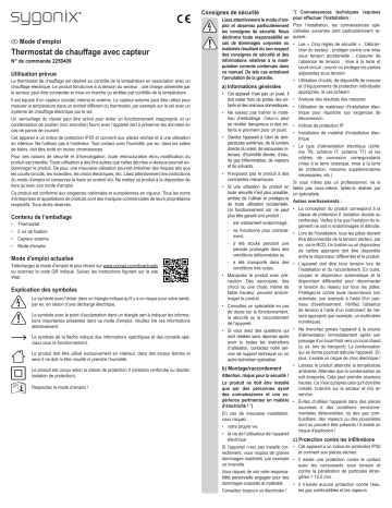 Sygonix SY-4500818 Indoor thermostat Manuel du propriétaire | Fixfr