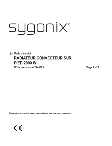 Sygonix SY-4288018 Panel Convection Heater 2000 W White Manuel du propriétaire | Fixfr