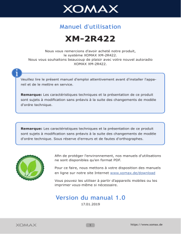 Xomax XM-2R422 Manuel du propriétaire | Fixfr