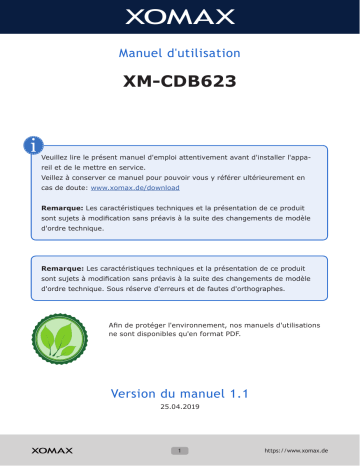 Xomax XM-CDB623 Manuel du propriétaire | Fixfr