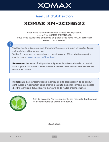 Xomax XM-2CDB622 Manuel du propriétaire | Fixfr