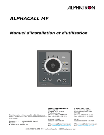 Alphatron Marine AlphaCall MF Intercom Manuel du propriétaire | Fixfr