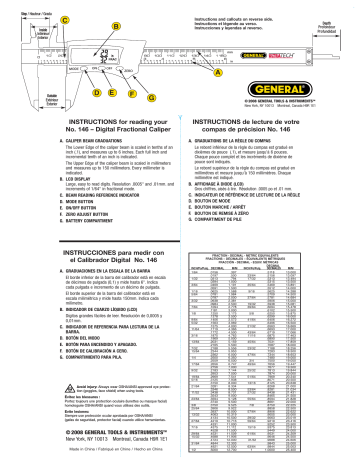 General 146 6 In. Carbon Fiber Digital Caliper Manuel du propriétaire | Fixfr