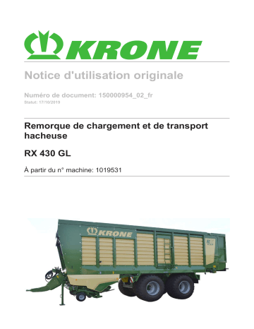 Krone RX 430 GL Mode d'emploi | Fixfr