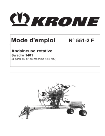 Krone Swadro 1401 Mode d'emploi | Fixfr