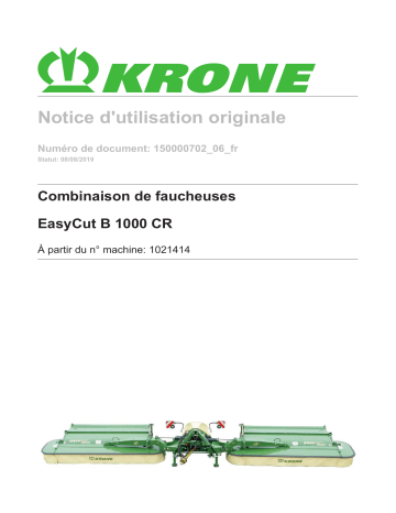 Krone EasyCut B 1000 CR Mode d'emploi | Fixfr