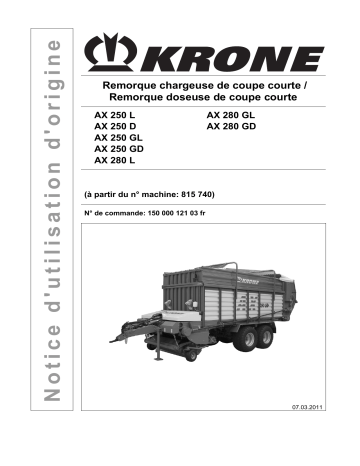 Krone AX 250 (L,D,GL,GD); AX 280 (L,GL,GD) Mode d'emploi | Fixfr