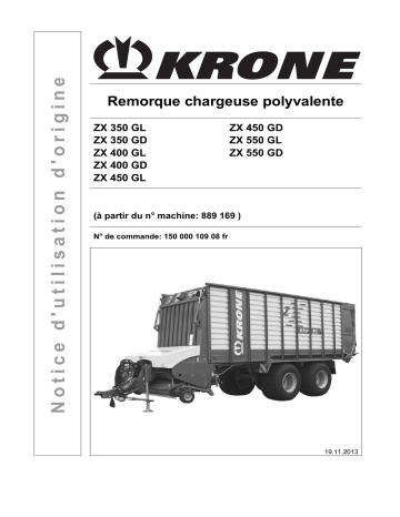 Krone ZX 350 (GL,GD); ZX 400 (GL,GD); ZX 400 (GL,GD); ZX 550 (GL,GD) Mode d'emploi | Fixfr