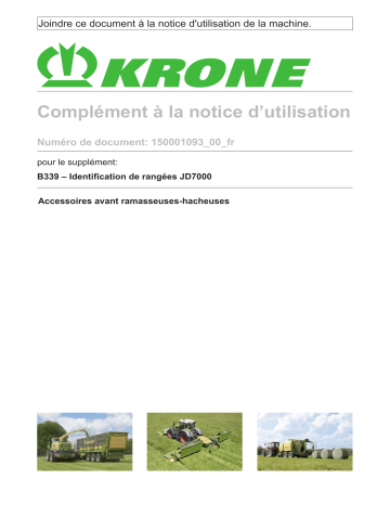 Krone Reihenerkennung JD 7000 (B339) Mode d'emploi | Fixfr