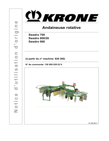 Krone Swadro 700, Swadro 800/26, Swadro 900 Mode d'emploi | Fixfr