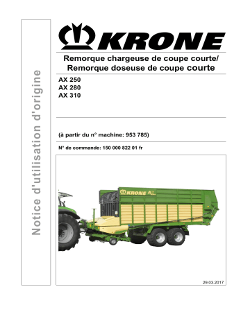 Krone AX 250, AX 280, AX 310 Mode d'emploi | Fixfr