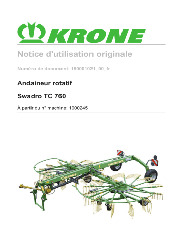Krone Swadro TC 760 Mode d'emploi | Fixfr