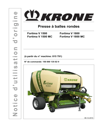 Krone Fortima V 1500, V 1800; Fortima V 1500 MC, V 1800 MC Mode d'emploi | Fixfr