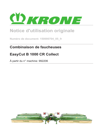 Krone EasyCut B 1000 CR Collect Mode d'emploi | Fixfr