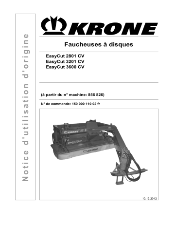 Krone EasyCut 2801 CV, EasyCut 3201 CV, EasyCut 3600 CV Mode d'emploi | Fixfr