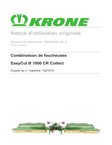 Krone EasyCut B 1000 CR Collect Mode d'emploi | Fixfr