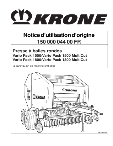 Krone Vario Pack 1500/1800 MC Mode d'emploi | Fixfr