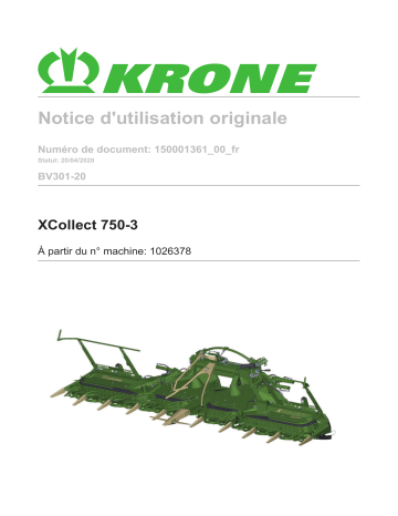 Krone XCollect 750-3 (BV301-20) Mode d'emploi | Fixfr