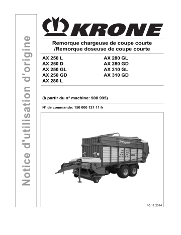 Krone AX 250 L/GL/D/GD; AX 280 L/GL/GD; AX 310 GL/GD Mode d'emploi | Fixfr