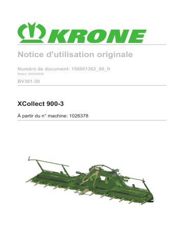 Krone XCollect 900-3 (BV301-30) Mode d'emploi | Fixfr