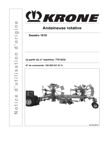 Krone Swadro 1010 Mode d'emploi | Fixfr