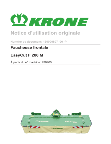 Krone EasyCut F 280 M Mode d'emploi | Fixfr