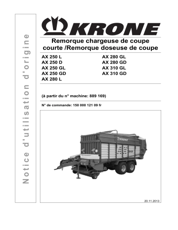 Krone AX 250 (L,D,GL,GD), AX 280 (L,GL,GD), AX 310 (GL,GD) Mode d'emploi | Fixfr