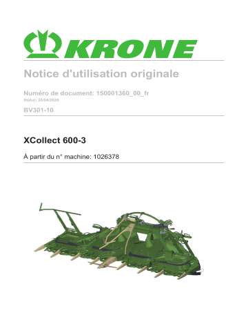 Krone XCollect 600-3 (BV301-10) Mode d'emploi | Fixfr