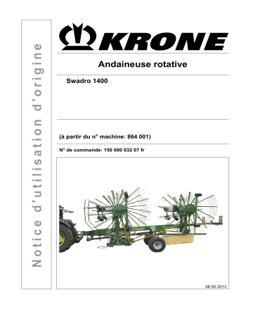 Krone Swadro 1400 Mode d'emploi | Fixfr