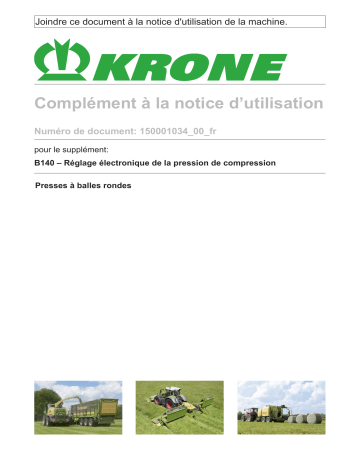 Krone EzBA Elektronische Pressdruckverstellung CV (B140) Mode d'emploi | Fixfr