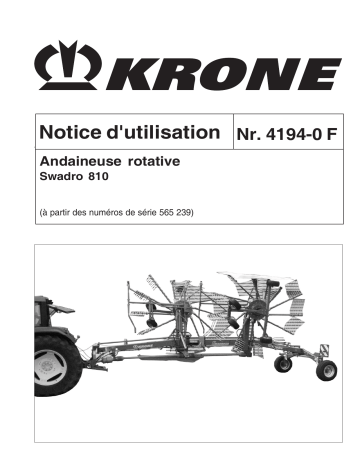 Krone Swadro 810 Mode d'emploi | Fixfr