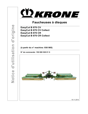 Krone EasyCut B 870 CV (Collect); EasyCut B CR (Collect) Mode d'emploi | Fixfr