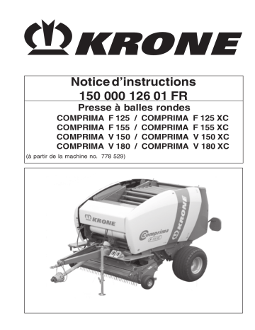 Krone COMPRIMA F 125/155 (XC) , COMPRIMA V 150/180 (XC) Mode d'emploi | Fixfr