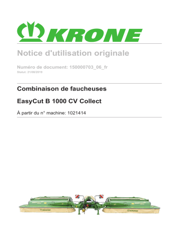 Krone EasyCut B 1000 CV Collect Mode d'emploi | Fixfr