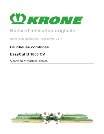 Krone EasyCut B 1000 CV Mode d'emploi | Fixfr