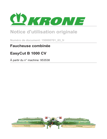 Krone EasyCut B 1000 CV Mode d'emploi | Fixfr