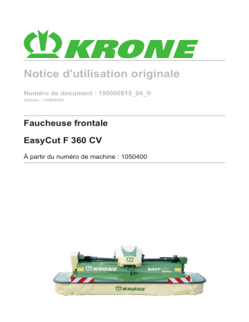 Krone BA EasyCut F 360 CV gez./ges. Mode d'emploi | Fixfr