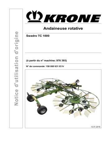 Krone Swadro TC 1000 Mode d'emploi | Fixfr