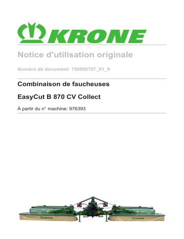 Krone EasyCut B 870 CV Collect Mode d'emploi | Fixfr