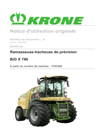 Krone BiG X 780 (BX404-20) Mode d'emploi | Fixfr