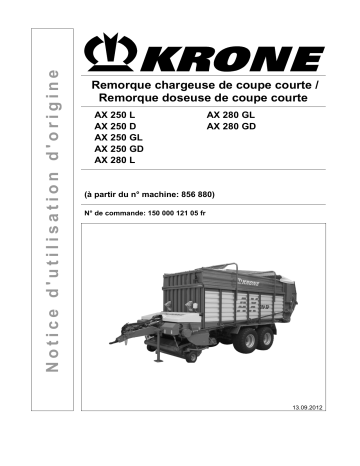 Krone AX 250 (L,D,GL,GD), AX 280 (L,GL,GD) Mode d'emploi | Fixfr