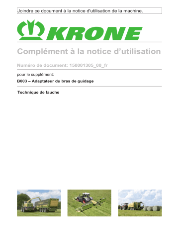 Krone EzBA Unterlenkeradapter (B003) Mode d'emploi | Fixfr