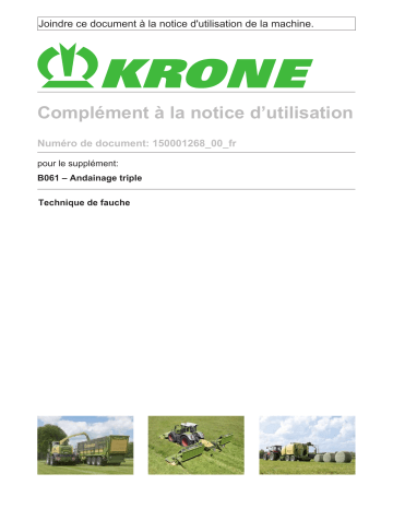 Krone EzBA Dreischwadablage (B061) Mode d'emploi | Fixfr