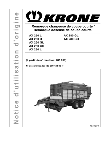 Krone AX 250 (L,D,GL,GD), AX 280 (L,GL,GD) Mode d'emploi | Fixfr