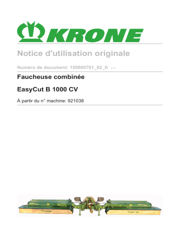 Krone EasyCut B 1000 CV Mode d'emploi | Fixfr