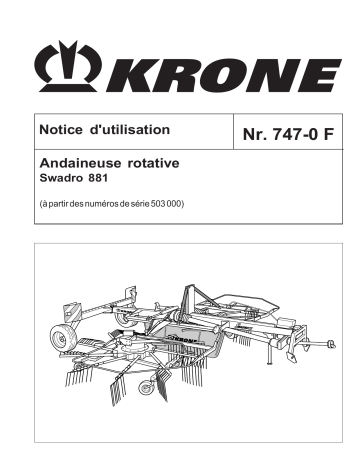 Krone Swadro 881 Mode d'emploi | Fixfr