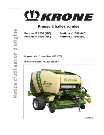 Krone Fortima F 1250 (MC), Fortima V 1500 (MC), Fortima F 1600 (MC), Fortima V 1800 (MC) Mode d'emploi | Fixfr