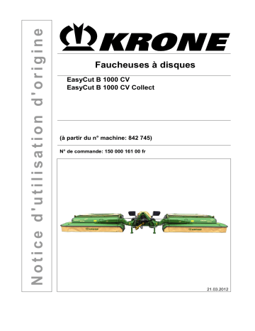 Krone EasyCut B 1000 CV, EasyCut B 1000 CV Collect Mode d'emploi | Fixfr