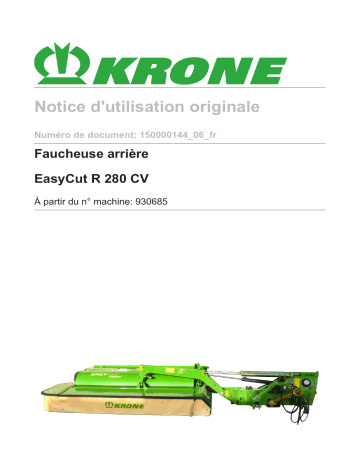 Krone EasyCut R 280 CV Mode d'emploi | Fixfr